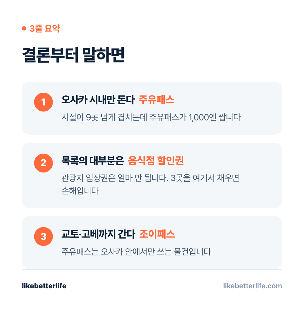 간사이 조이패스 3줄 요약